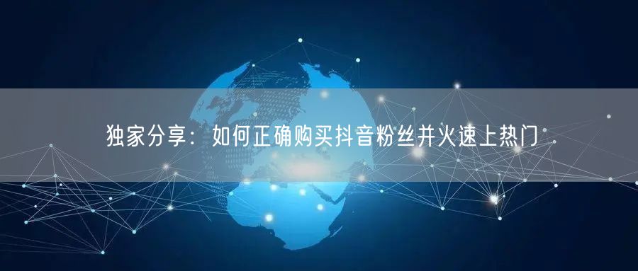 独家分享：如何正确购买抖音粉丝并火速上热门