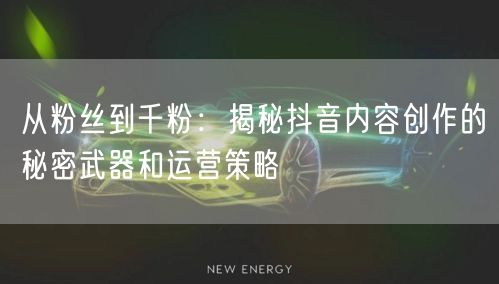 从粉丝到千粉：揭秘抖音内容创作的秘密武器和运营策略