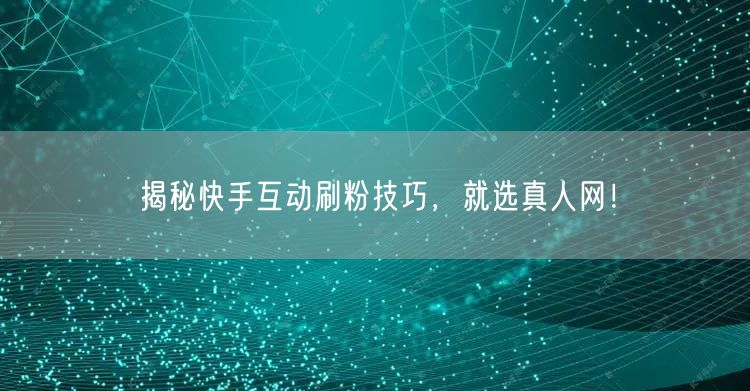 揭秘快手互动刷粉技巧，就选真人网！