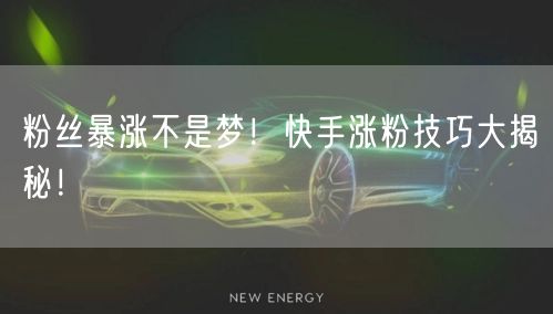 粉丝暴涨不是梦！快手涨粉技巧大揭秘！