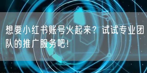 想要小红书账号火起来？试试专业团队的推广服务吧！