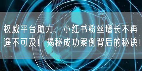 权威平台助力，小红书粉丝增长不再遥不可及！揭秘成功案例背后的秘诀！