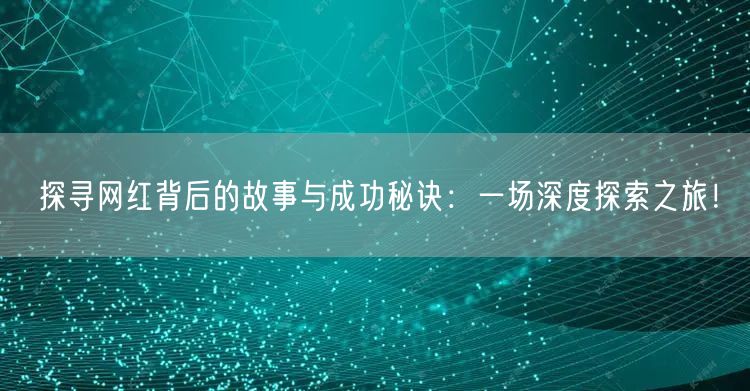 探寻网红背后的故事与成功秘诀：一场深度探索之旅！