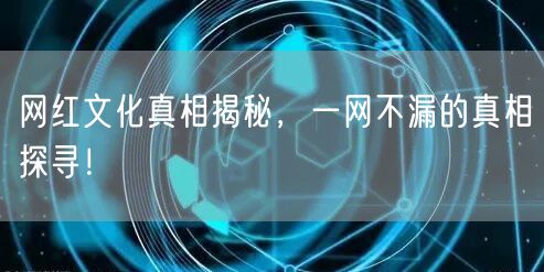 网红文化真相揭秘，一网不漏的真相探寻！