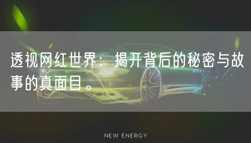 透视网红世界：揭开背后的秘密与故事的真面目。