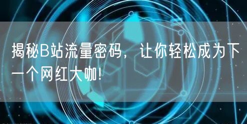 揭秘B站流量密码，让你轻松成为下一个网红大咖!