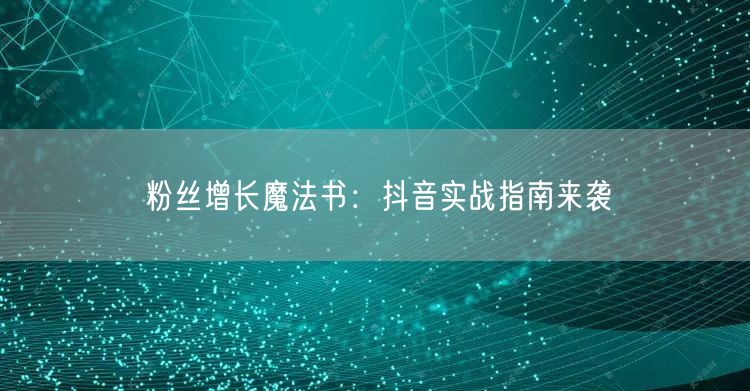 粉丝增长魔法书：抖音实战指南来袭
