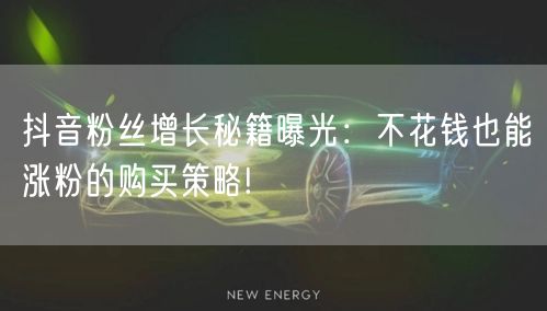抖音粉丝增长秘籍曝光：不花钱也能涨粉的购买策略!
