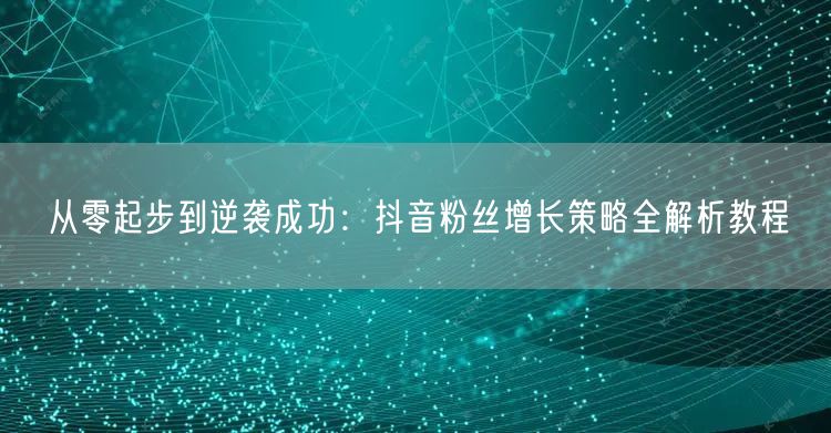 从零起步到逆袭成功：抖音粉丝增长策略全解析教程