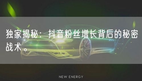 独家揭秘：抖音粉丝增长背后的秘密战术。