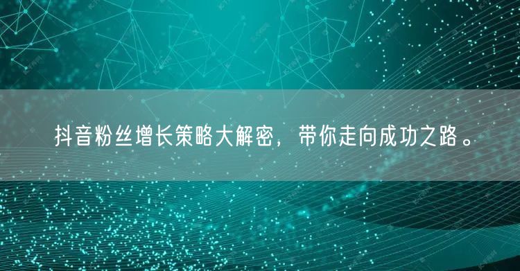 抖音粉丝增长策略大解密，带你走向成功之路。