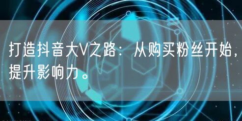 打造抖音大V之路：从购买粉丝开始，提升影响力。