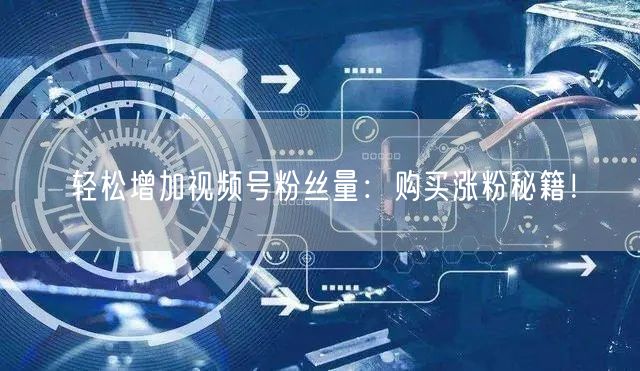 轻松增加视频号粉丝量：购买涨粉秘籍！