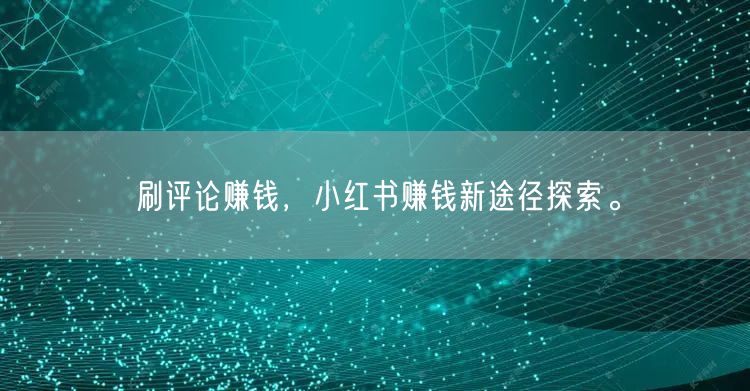 刷评论赚钱，小红书赚钱新途径探索。