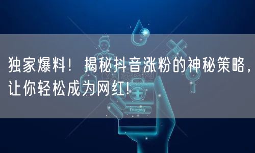 独家爆料！揭秘抖音涨粉的神秘策略，让你轻松成为网红!