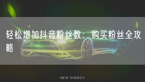 轻松增加抖音粉丝数：购买粉丝全攻略