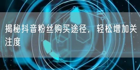 揭秘抖音粉丝购买途径，轻松增加关注度