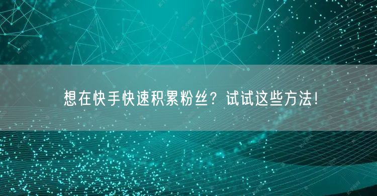 想在快手快速积累粉丝？试试这些方法！
