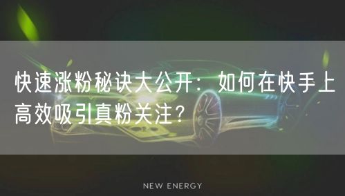 快速涨粉秘诀大公开：如何在快手上高效吸引真粉关注？