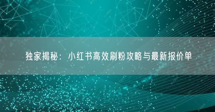 独家揭秘：小红书高效刷粉攻略与最新报价单