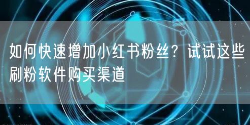 如何快速增加小红书粉丝？试试这些刷粉软件购买渠道