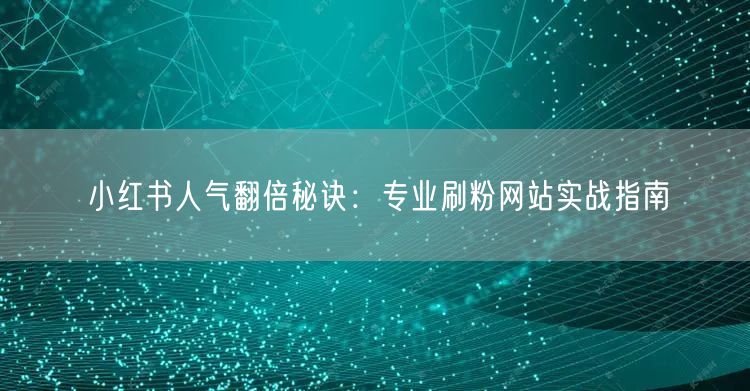 小红书人气翻倍秘诀：专业刷粉网站实战指南