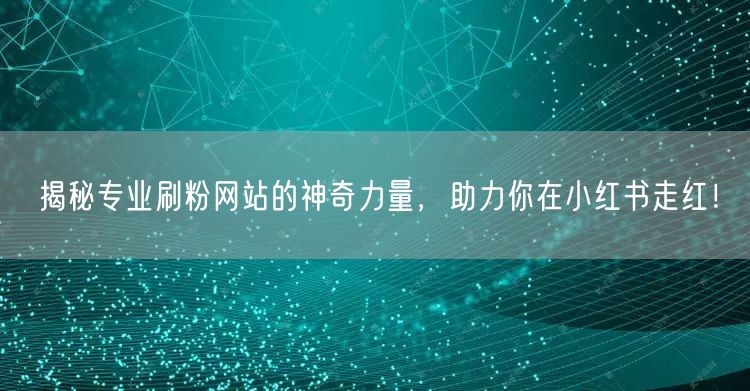 揭秘专业刷粉网站的神奇力量，助力你在小红书走红！