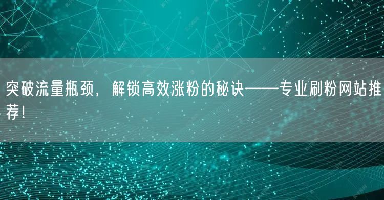 突破流量瓶颈，解锁高效涨粉的秘诀——专业刷粉网站推荐！