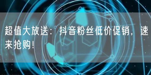 超值大放送：抖音粉丝低价促销，速来抢购！