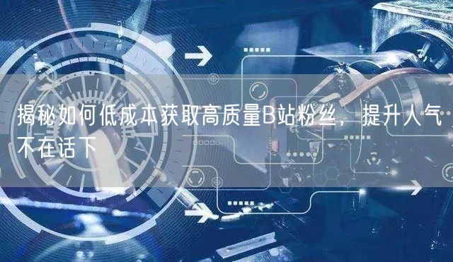 揭秘如何低成本获取高质量B站粉丝，提升人气不在话下