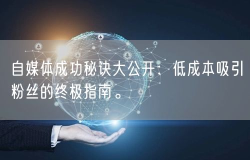 自媒体成功秘诀大公开：低成本吸引粉丝的终极指南。
