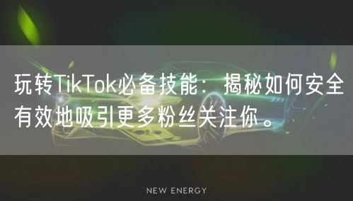 玩转TikTok必备技能：揭秘如何安全有效地吸引更多粉丝关注你。