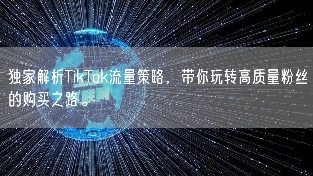 独家解析TikTok流量策略，带你玩转高质量粉丝的购买之路。