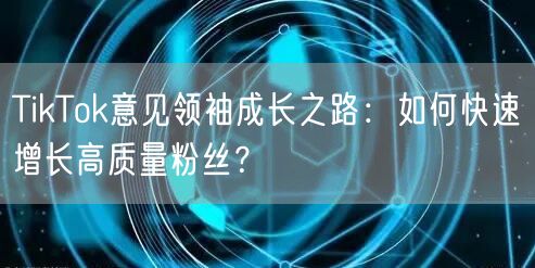 TikTok意见领袖成长之路：如何快速增长高质量粉丝？