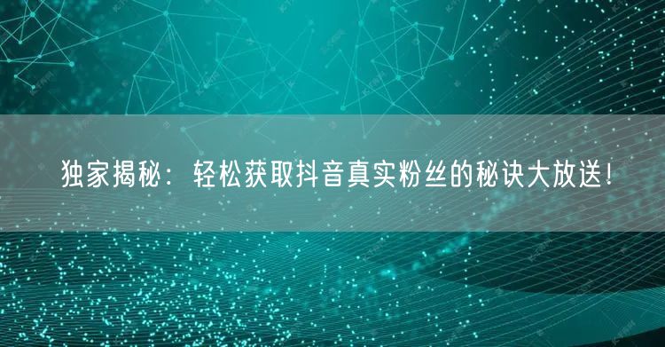 独家揭秘：轻松获取抖音真实粉丝的秘诀大放送！