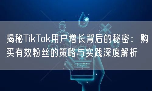 揭秘TikTok用户增长背后的秘密：购买有效粉丝的策略与实践深度解析