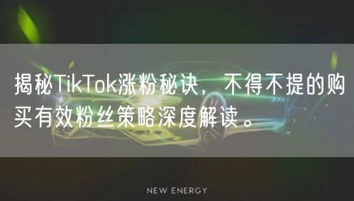 揭秘TikTok涨粉秘诀，不得不提的购买有效粉丝策略深度解读。