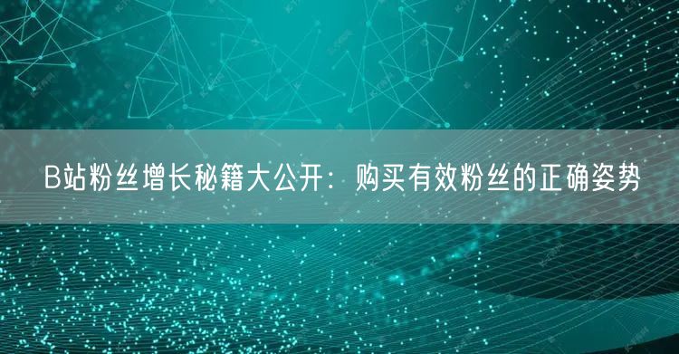B站粉丝增长秘籍大公开：购买有效粉丝的正确姿势