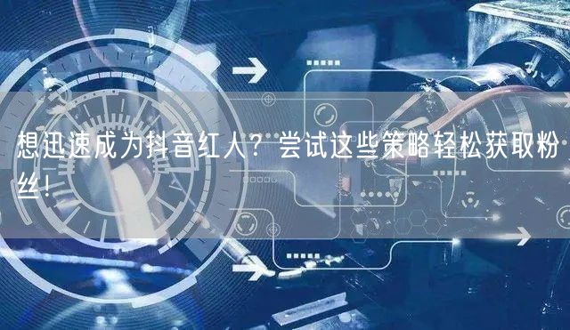想迅速成为抖音红人？尝试这些策略轻松获取粉丝！