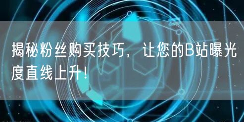 揭秘粉丝购买技巧，让您的B站曝光度直线上升！