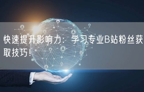 快速提升影响力：学习专业B站粉丝获取技巧！
