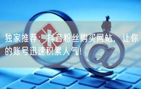 独家推荐:抖音粉丝购买网站,让你的账号迅速积累人气!