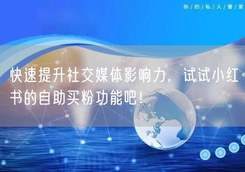 快速提升社交媒体影响力，试试小红书的自助买粉功能吧！