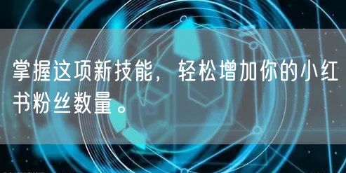掌握这项新技能，轻松增加你的小红书粉丝数量。