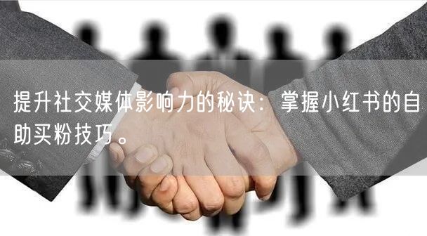 提升社交媒体影响力的秘诀：掌握小红书的自助买粉技巧。