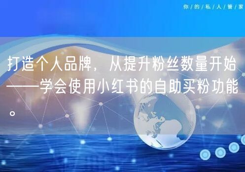 打造个人品牌，从提升粉丝数量开始——学会使用小红书的自助买粉功能。